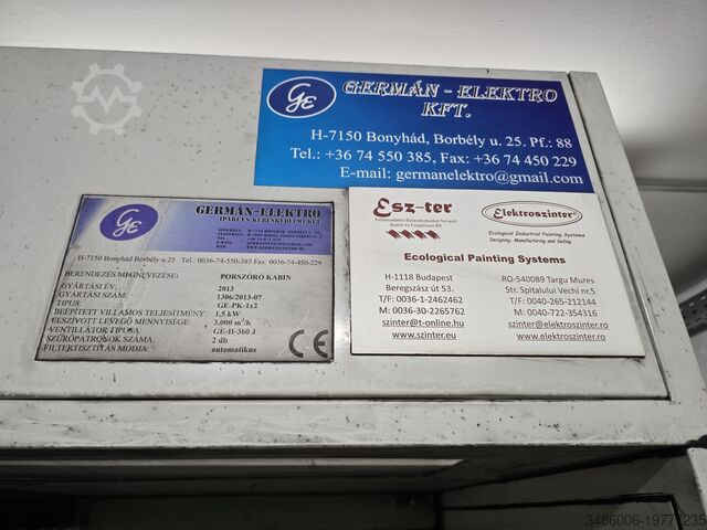 Toz boya kabini Germán Elektro Kft. GE-PK-1*2