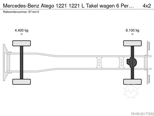 Fourgon porte-voitures Mercedes-Benz Atego 1221 1221 L  Takel wagen 6 Persoons