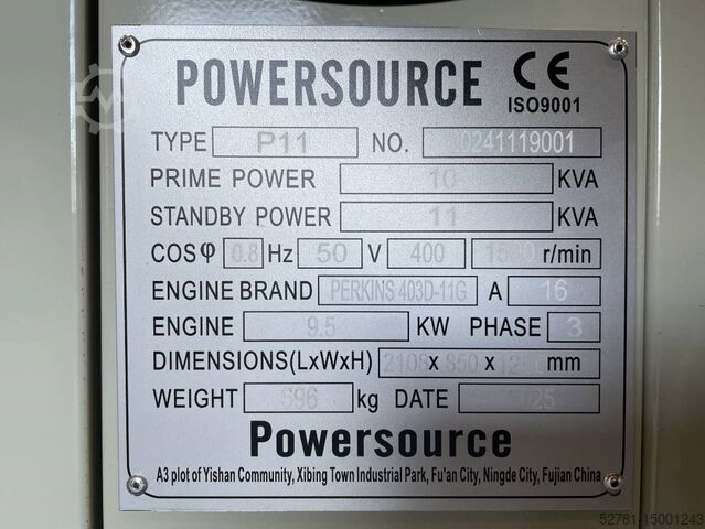 Generator set Perkins 403D-11G - 11 kVA Generator - DPX-19799