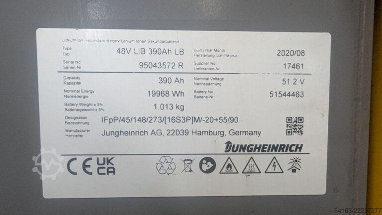 Stivuitor electric cu 3 roți Jungheinrich EFG 220 Li-Ion Batterie