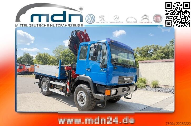 LKW mit Pritsche (offen) MAN TGM 10.180 4x4 KRAN 16m single bereift FUNK