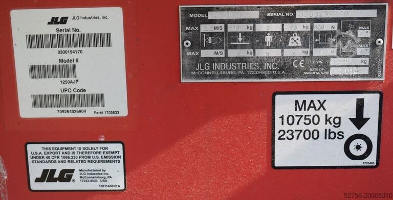 Platformă de lucru telescopică articulată JLG 1250 AJP