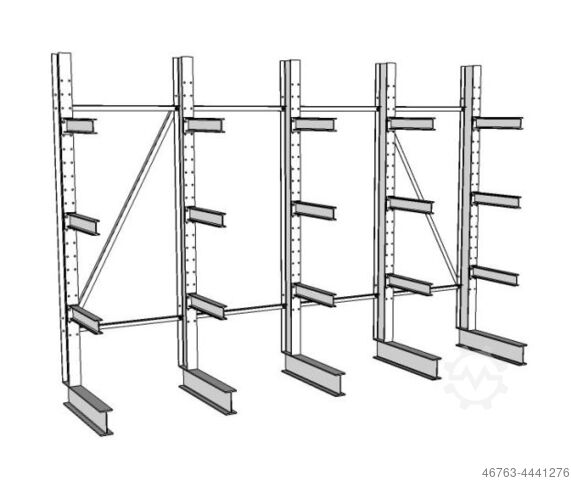 Cantilever rack, 6.30m H, 1.20m arms, 500kg Bruckamp Kragarmregal