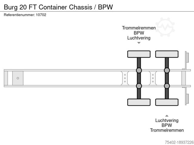Containervervoer Burg 20 FT Container Chassis / BPW