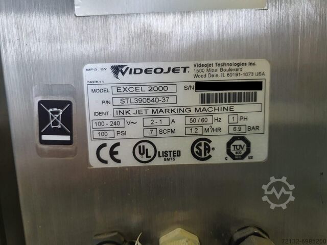 Inkjet printer f.frame buigen autom. Videojet Excel 2000