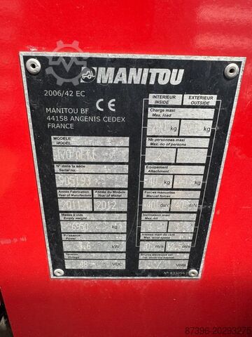 Plate-forme de travail télescopique articulée Manitou 170AETJ L Hoogwerker Knikarmhoogwerker