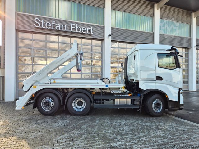 Skip truck IVECO AS280X58Y/ PS ON Meiller AK 16. T Funk AHK Cam
