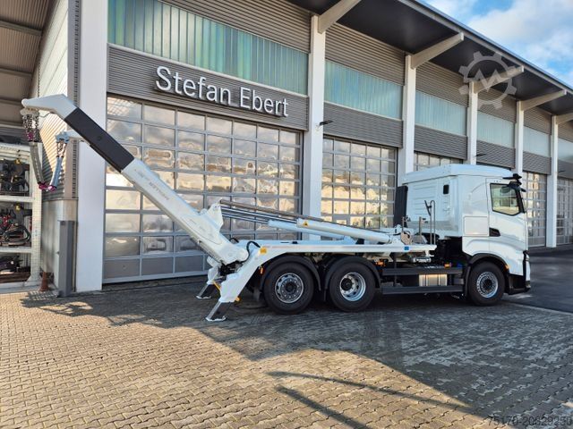 Skip truck IVECO AS280X58Y/ PS ON Meiller AK 16. T Funk AHK Cam