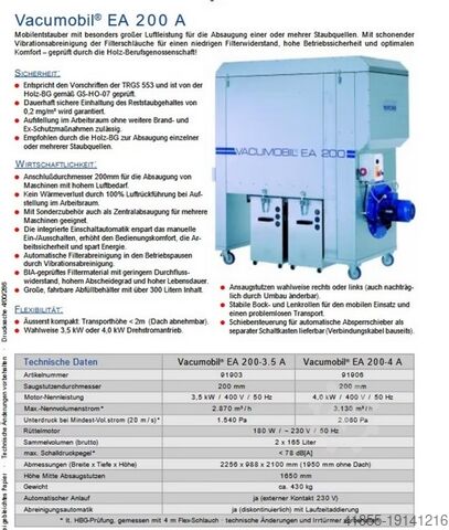 Mobile Absauganlage Höcker Polytechnik Vacomobil EA 200-4 A