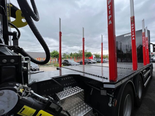Hout transport Scania R590 6x4/Plattform/Kran TAJFUN LIV L150Z