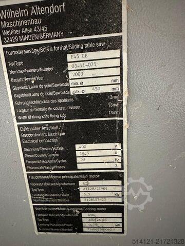 Πριόνι πάνελ Altendorf F45 Altendorf F45 CE