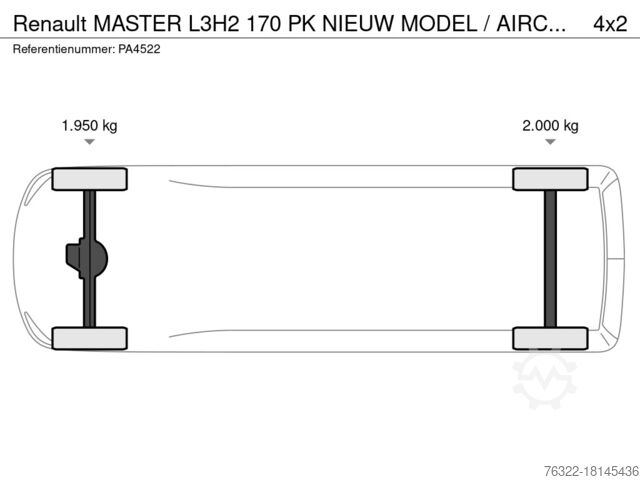 Kamyonet Renault MASTER L3H2 170 PK NIEUW MODEL / AIRCO / MULTIM...