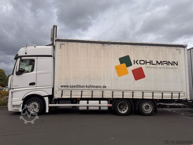 Plattewagen met zeil MERCEDES-BENZ Actros 2542 LnR 6x2 Retarder Standklima