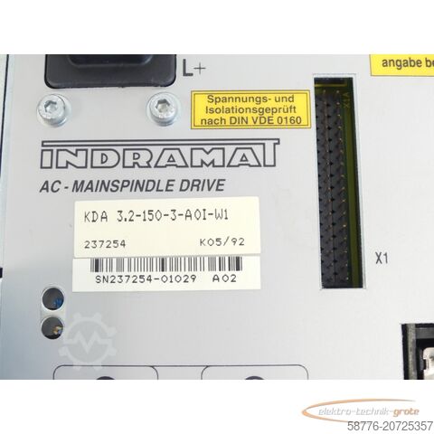 Indramat-component Indramat KDA 3.2-150-3-A0I-W1 AC-Mainspindle Drive SN:237254-01029