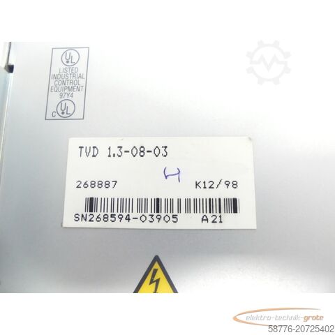 Indramat-component Indramat TVD 1.3-08-03 MNR R911268887 SN26859403905 generalüberholt mit 12 Monaten Gewährleistung