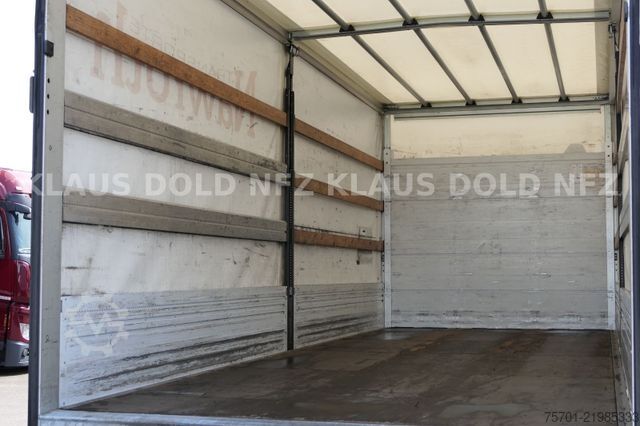 Flatbed truck with tarp MERCEDES-BENZ Atego 1530 Pritsche Plane Standklima LBW Euro 6