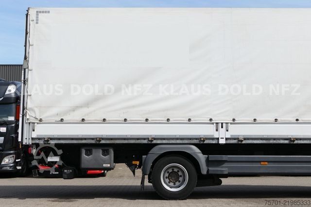 Flatbed truck with tarp MERCEDES-BENZ Atego 1530 Pritsche Plane Standklima LBW Euro 6