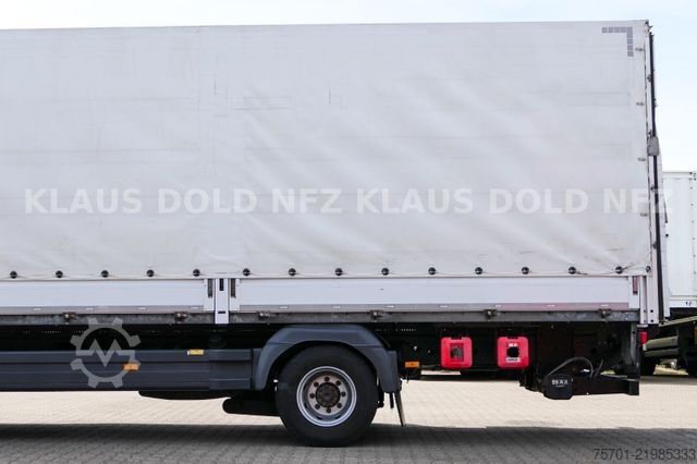 Flatbed truck with tarp MERCEDES-BENZ Atego 1530 Pritsche Plane Standklima LBW Euro 6