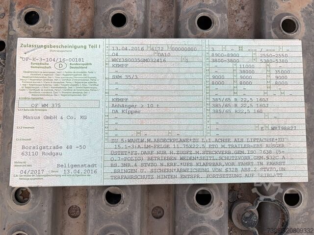 Billenős pótkocsi Kempf 3-axle aluminium tipper semi-trailer