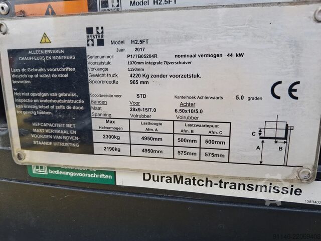 Heftruck Hyster H2.5FT * Gas Triplex