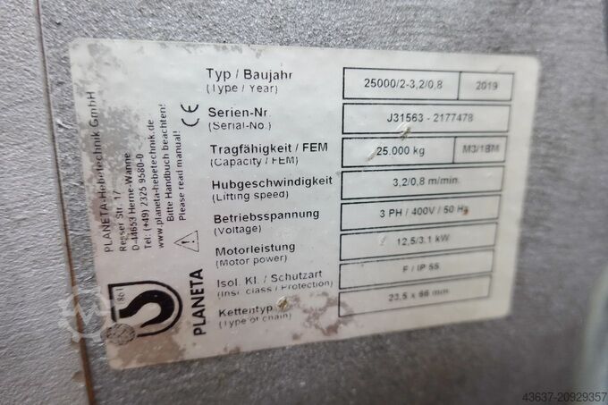 Paranco a catena PLANETA 25000/2 - 3,2/0,8