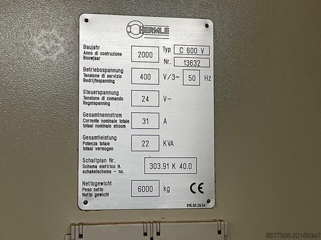 Vertikales Bearbeitungszentrum HERMLE C 600 V