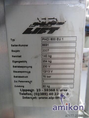 Elevador de pessoas máx. 8 m 140 kg ALP PHCI 800 EU 1