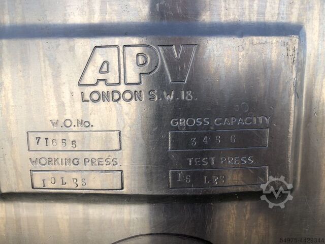 Rozsdamentes acél keverőtartály dupla APV 10494