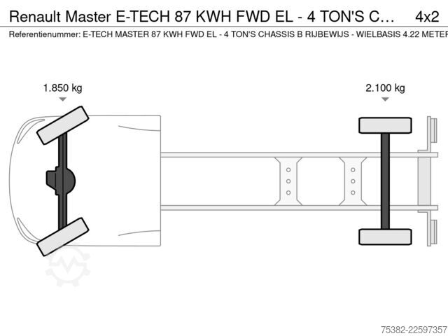 Telaio con cabina Renault Master E-TECH 87 KWH FWD EL - 4 TON'S CHASSIS /...