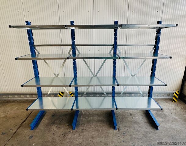 Estante em consola ca. 3,15 lfm. Kragarmregal mit Fachböden H: 250cm 140 kg/Arm META Multistrong