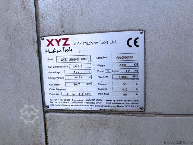Verticale bewerkingscentrum XYZ Machine Tools 1060 HS