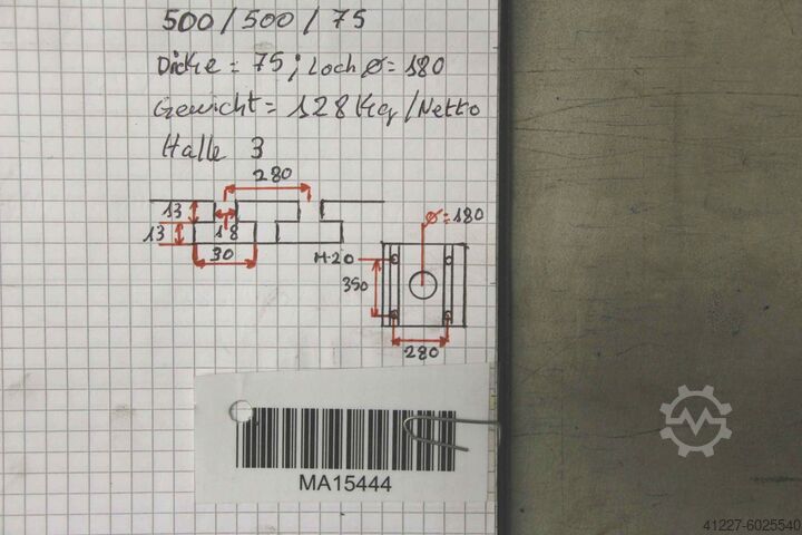 Placa de fixação com ranhura em T unbekannt 500/500/H75 mm