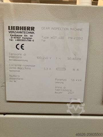 Machine à mesurer les engrenages Liebherr WGT 400