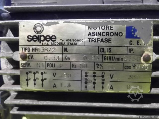 Gear motor 0.25 kW 211 rpm Seipee HF63B/2