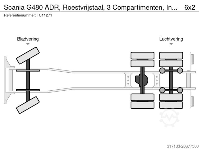 Kolkenzuiger Scania G480 ADR, Roestvrijstaal, 3 Compartimenten, Int...