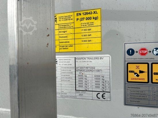 Walking floor semitrailer KNAPEN K200/KT01, 10 MM BODEN, ALU-CHASSI, ALU-FELGEN, 1-A LIFTACHSEN, ROLLPLANE, BODENSCHUTZPLANE