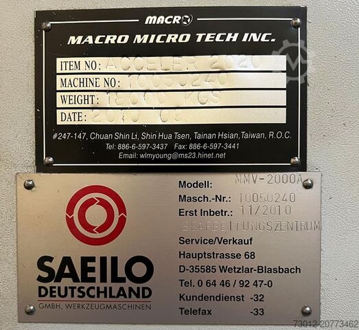Pionowe centrum obróbcze Saeilo Contur MMV 2000