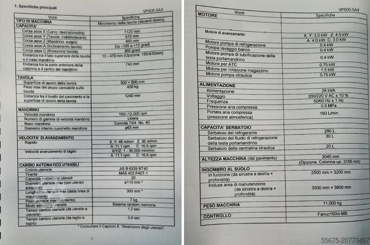 5-osiowe pionowe centrum obróbcze OKK VP600 -5AX