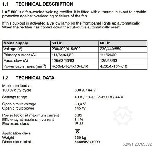 (Welding) transfo's Esab LAE 800 amp