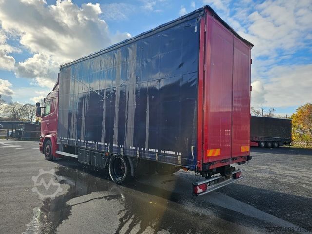 Camión plataforma con toldo SCANIA G410 Volumen, Edscha, Hubdach+Tandemhänger