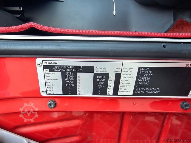 Camión plataforma con toldo SCANIA G410 Volumen, Edscha, Hubdach+Tandemhänger