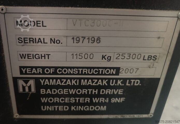 Vertikalt bearbejdningscenter Mazak VTC 300C II