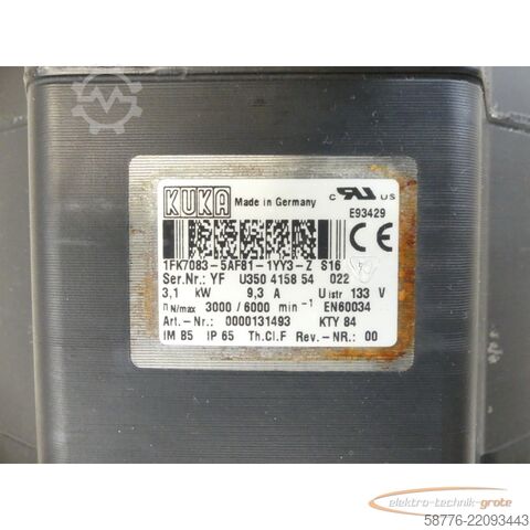  KUKA 1FK7083-5AF81-1YY3-Z S16 Servomotor SN: YFU350415854022