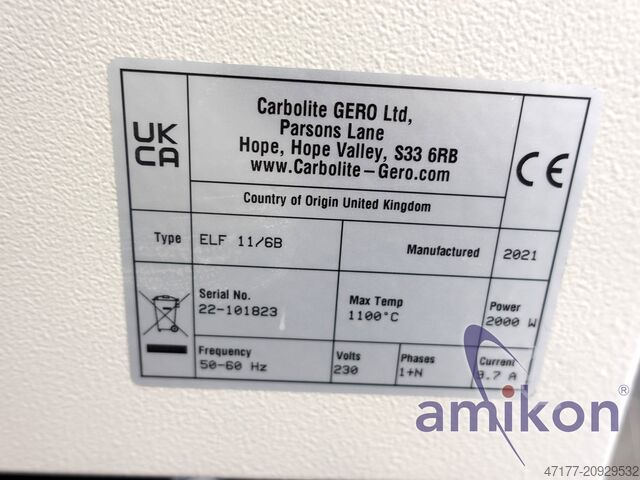 Muflová pec Carbolite GERO ELF 11/6B – 1100 °C