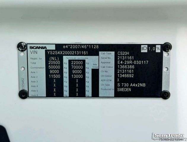 Τυπική μονάδα τράκτορα SCANIA S730 V8 NGS KING FULL OPTIONS SPECIAL INTERIOR S