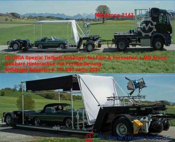 Car carrier truck Mercedes-Benz Arocs 2143 + GLORIA Tiefbett Spezial (2021)