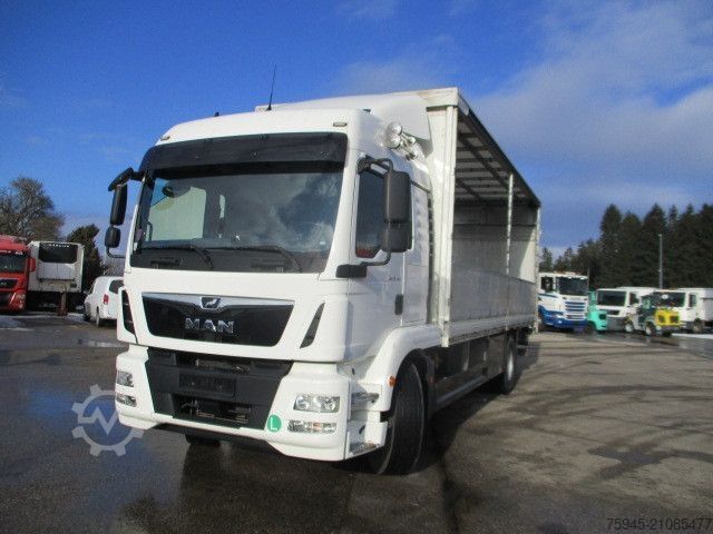 Plattewagen met zeil MAN TGM 18.320, LBW, Luft-Luft, TÜV 04/2026