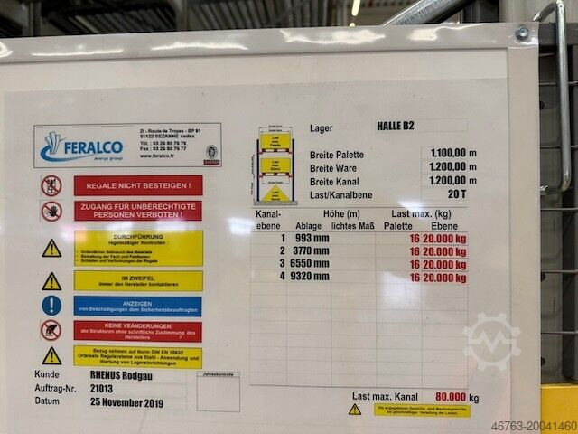 Palle-gennemløbsreol, Feralco, Feralco Dynamisch-Paletten/Durchlaufregal