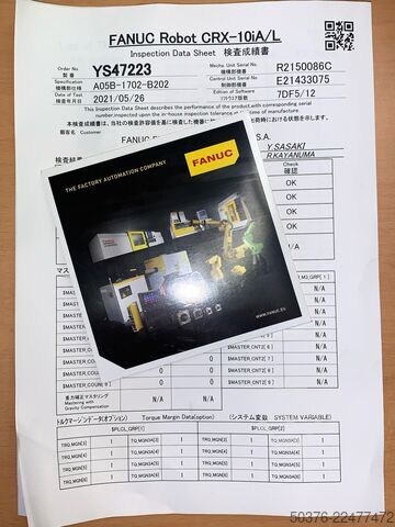 FANUC CRX-10iA/L cobot (05/2021) – 10 kg / 1418 mm – 1. sahip, az kullanılmış – Fanuc - Japan FANUC CRX-10iA/L cobot (05/2021) – 10 kg / 1418 mm – 1e eigenaar, low use –