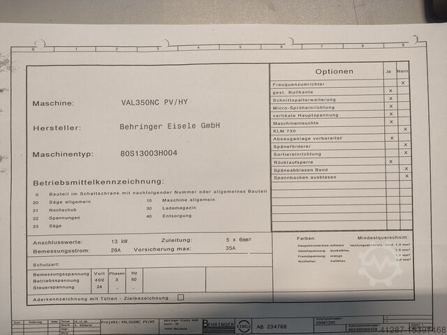 Kall cirkelsåg BEHRINGER-EISELE VA-L 350 NC 1 PV / HY